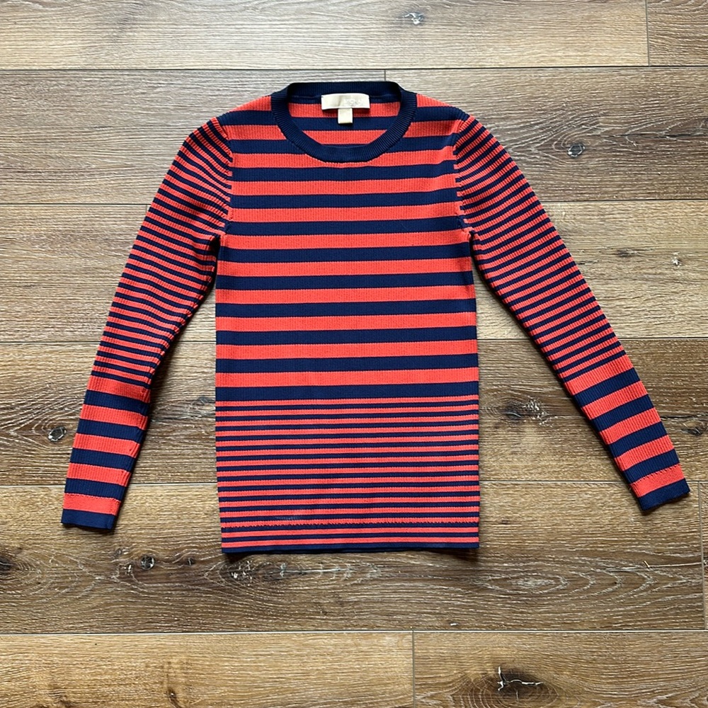Orange and navy blue Michael Kors ribbed women’s sweater